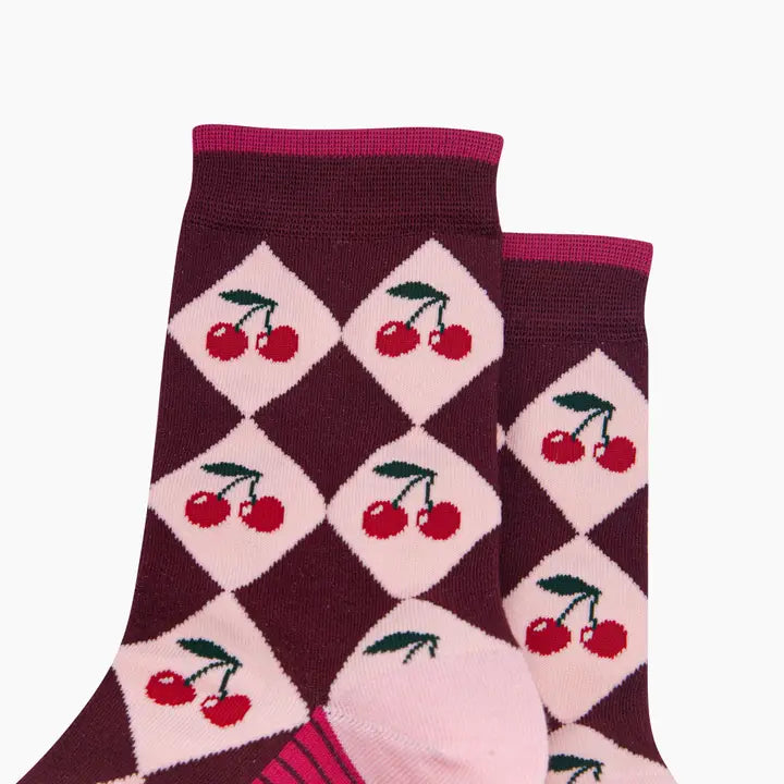 CALZINI IN BAMBÙ Cherry Argyle Rosa e Bordeaux 4619ACHERBY