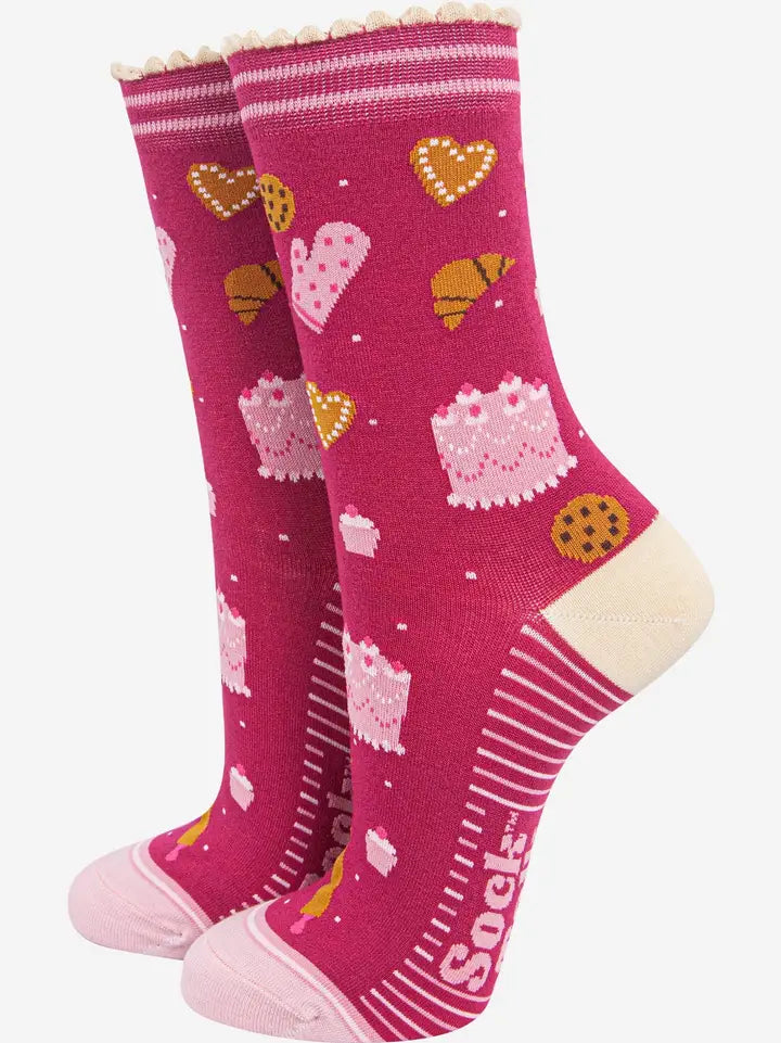 CALZINI IN BAMBÙ Lampone e Rosa chiaro Pasticcini 4538BAKERA