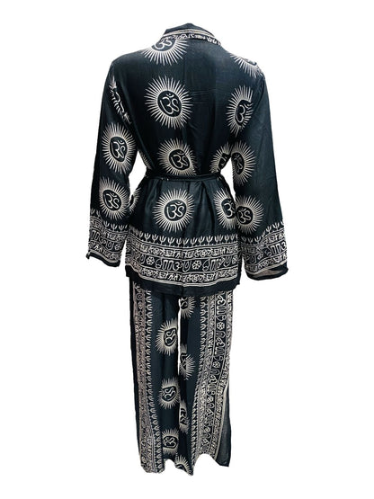 Set kimono e pantalone OM collection Nero