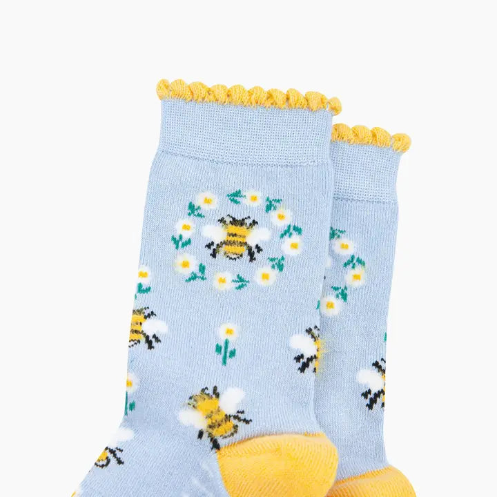 CALZINI IN BAMBÙ con ghirlanda d'api Azzurro e Giallo 4436WBEEBL