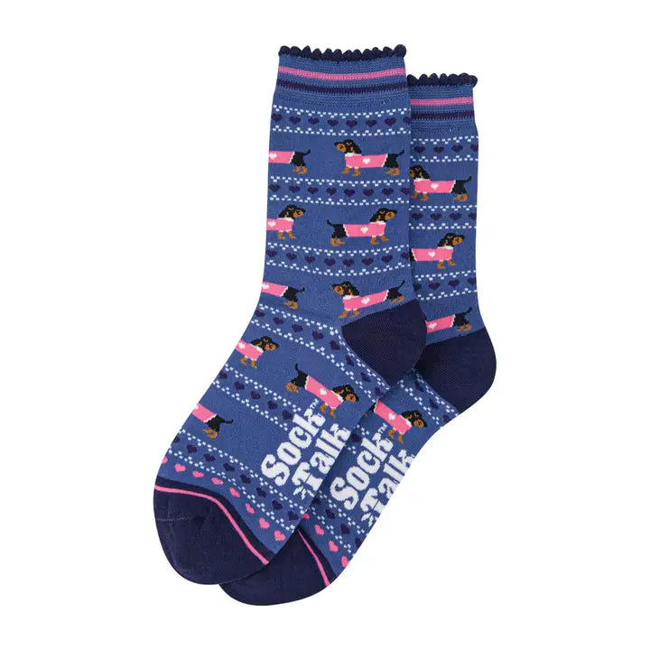 CALZINI IN BAMBÙ blu motivo Fair Isle Bassotto 4462DACHDB