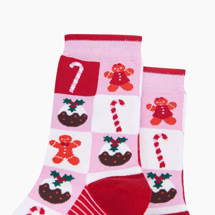 CALZINI IN BAMBÙ Rosa e Rosso "Christmas Sweets Squares" 4620XSQUPI