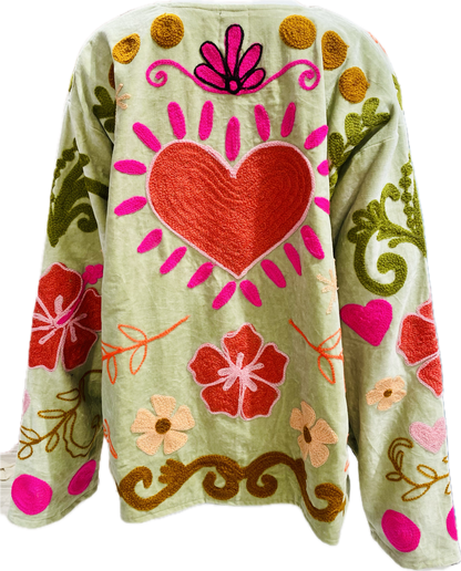 Giacca Suzani Ricamata a Mano menta