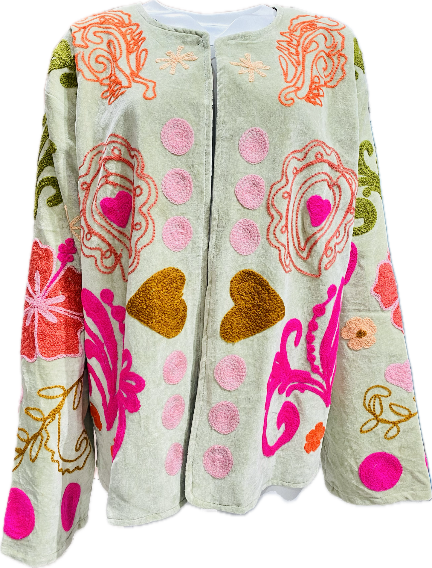 Giacca Suzani Ricamata a Mano menta