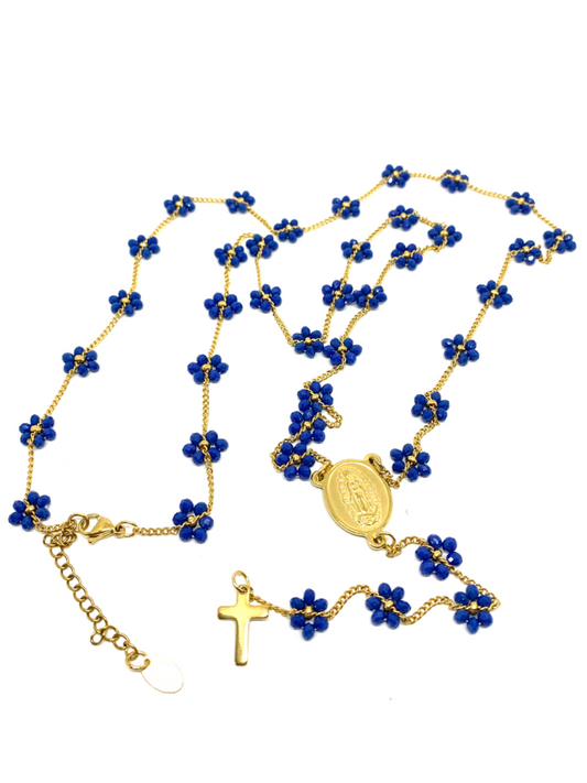 COLLANA ROSARIO FIORI BLU hypnochic