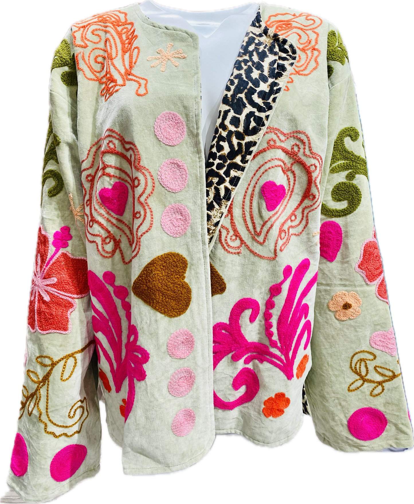 Giacca Suzani Ricamata a Mano menta