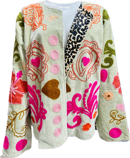 Giacca Suzani Ricamata a Mano menta